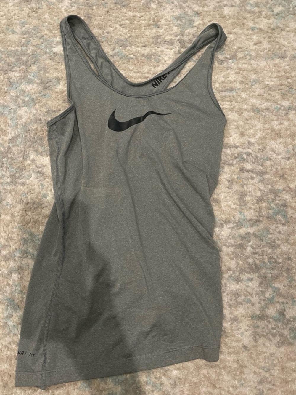 Nike Gray Athletic Dri-FIT Tank Top with Black Swoosh